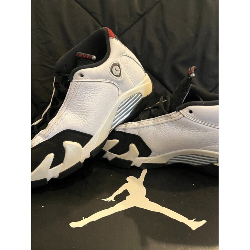 🔥 Air Jordan 14 Retro White Red Black (Youth 7Y / Women’s 8.5) Clean Used No Bo